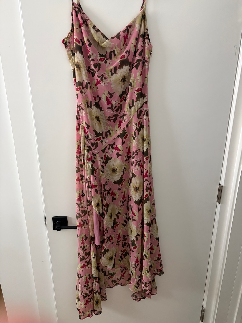 Pink Floral Dress with Cowl Neck